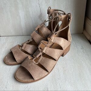 Lucky Brand Tazu Lace Up Leather Cage Sandals 8.5